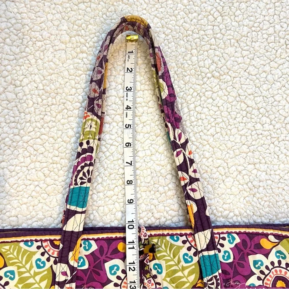 Vera Bradley Retired Plum Crazy Floral Pattern Tote Bag Purse - Picture 7 of 15